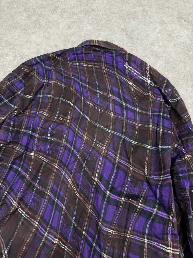 2010s Cavalli Purple Burnt Distortion Effect Checkered Shirt IqIobGr 5