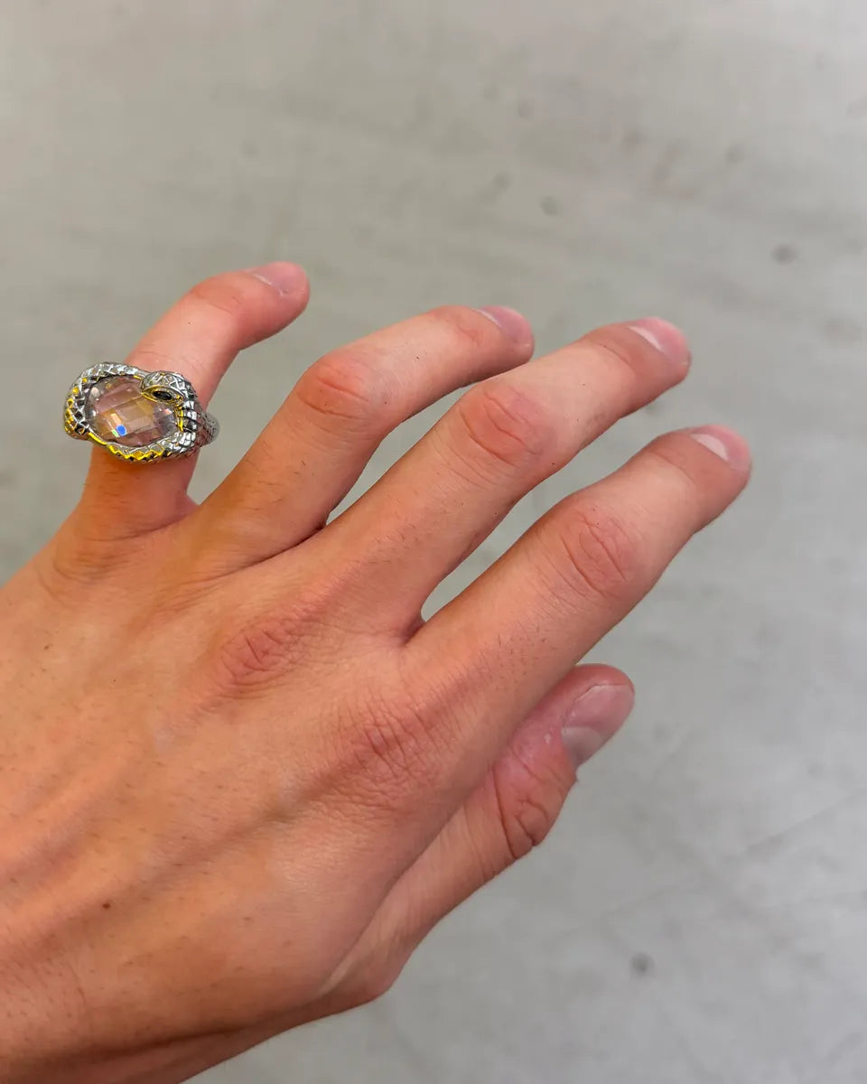 2010s Cavalli Silver Grey Steel Snake Statement Ring mdzYlVk 0