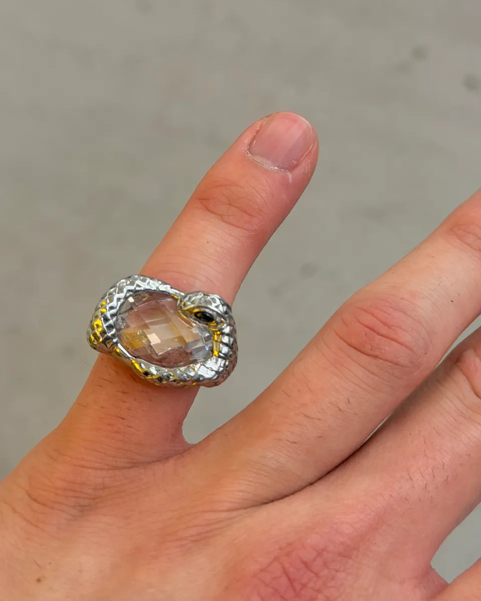 2010s Cavalli Silver Grey Steel Snake Statement Ring mdzYlVk 1