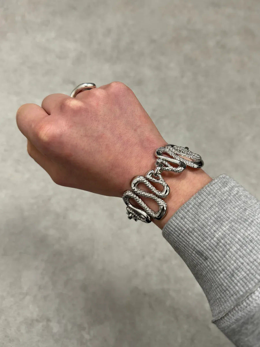 2010s Cavalli Snake Avant-Garde Grey Steel Bracelet UUJwbxV 0