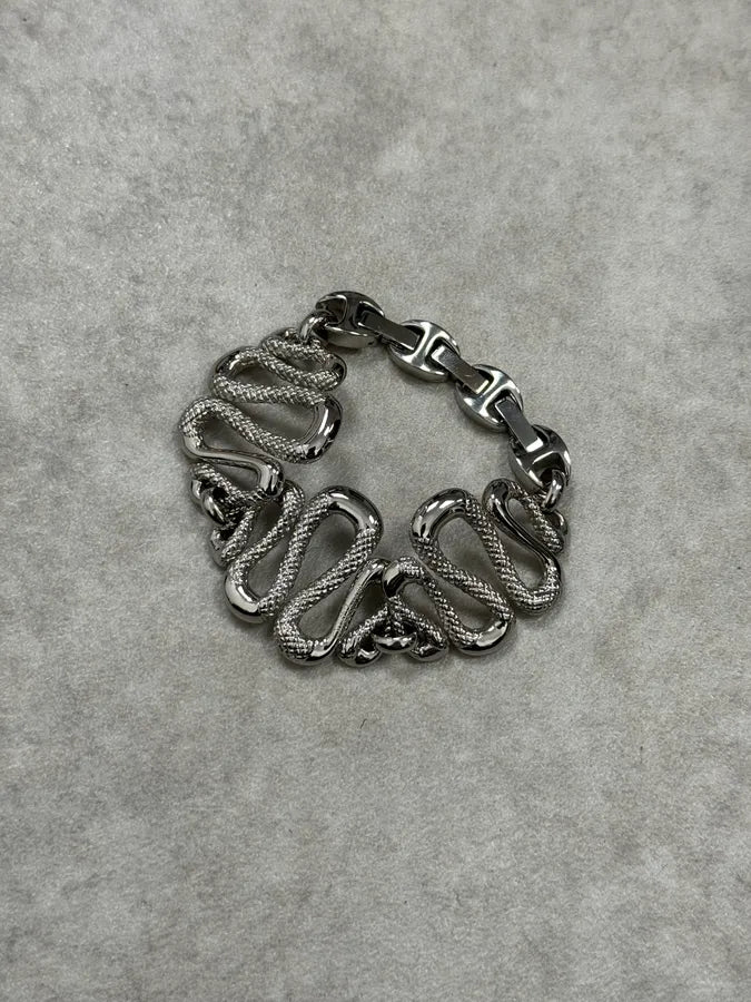 2010s Cavalli Snake Avant-Garde Grey Steel Bracelet UUJwbxV 1