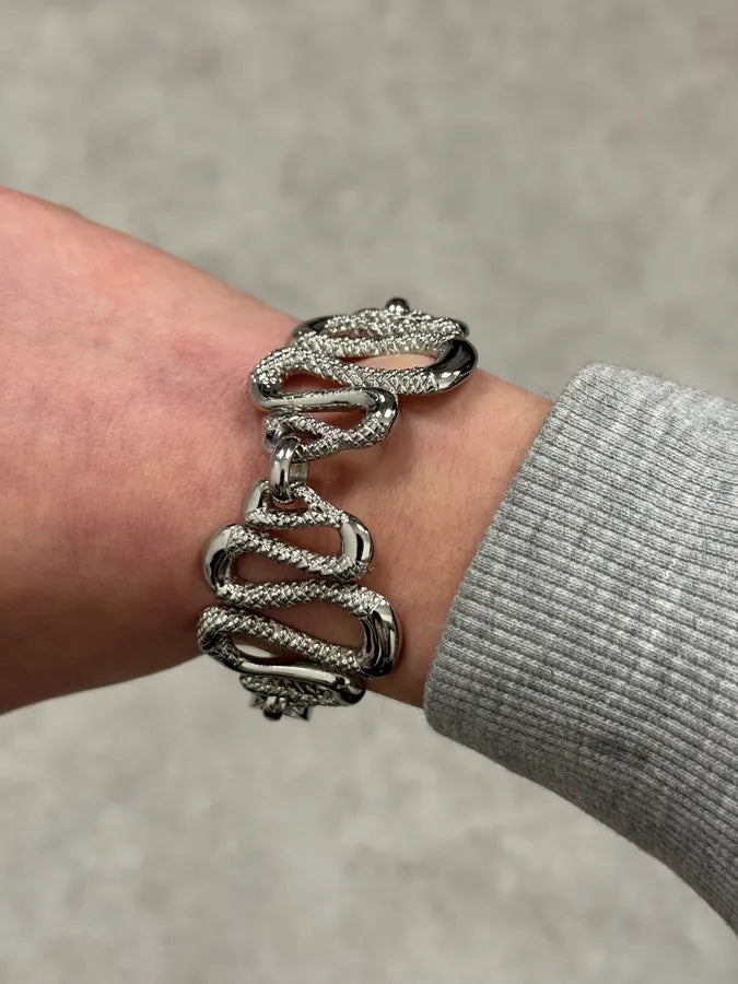 2010s Cavalli Snake Avant-Garde Grey Steel Bracelet UUJwbxV 2
