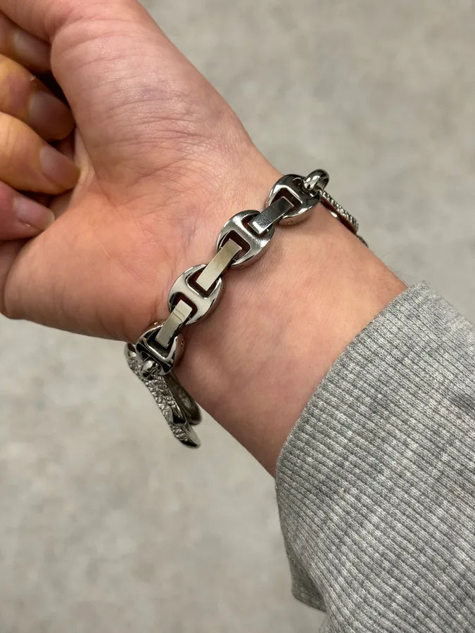 2010s Cavalli Snake Avant-Garde Grey Steel Bracelet UUJwbxV 3