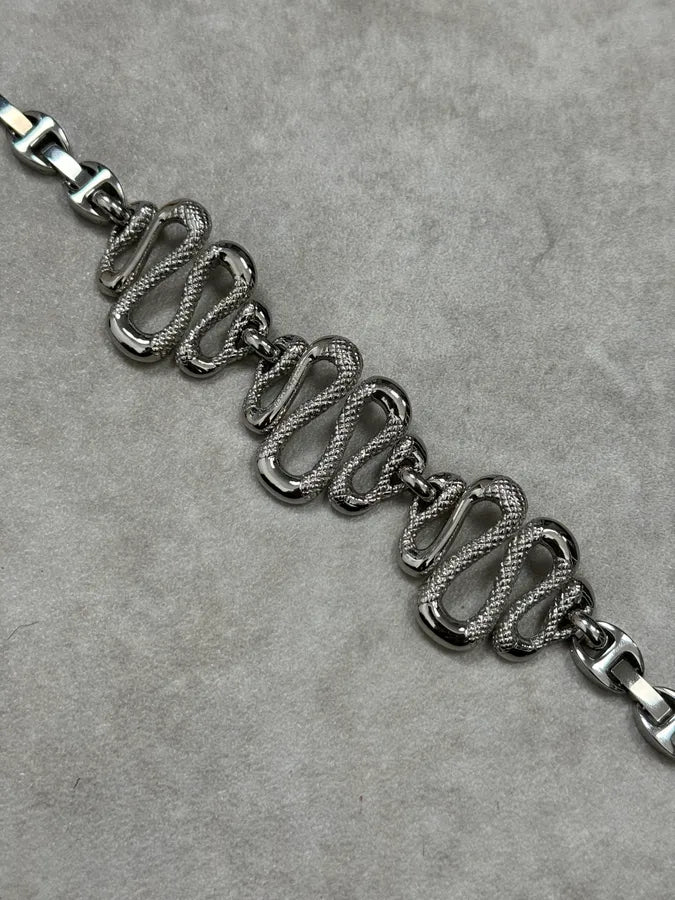 2010s Cavalli Snake Avant-Garde Grey Steel Bracelet UUJwbxV 4