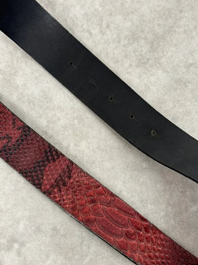 2010s Cavalli Snake Buckle Brown & Black Leather Belt uoqmYwA 8