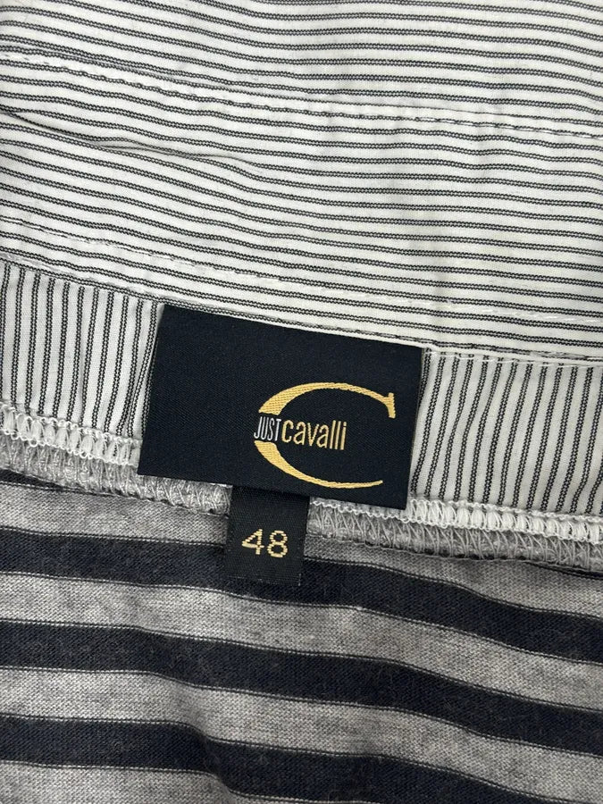 2010s Cavalli Trompe L’oeil Grey Black Striped 2 in 1 Shirt Sweater jXhlemy 9