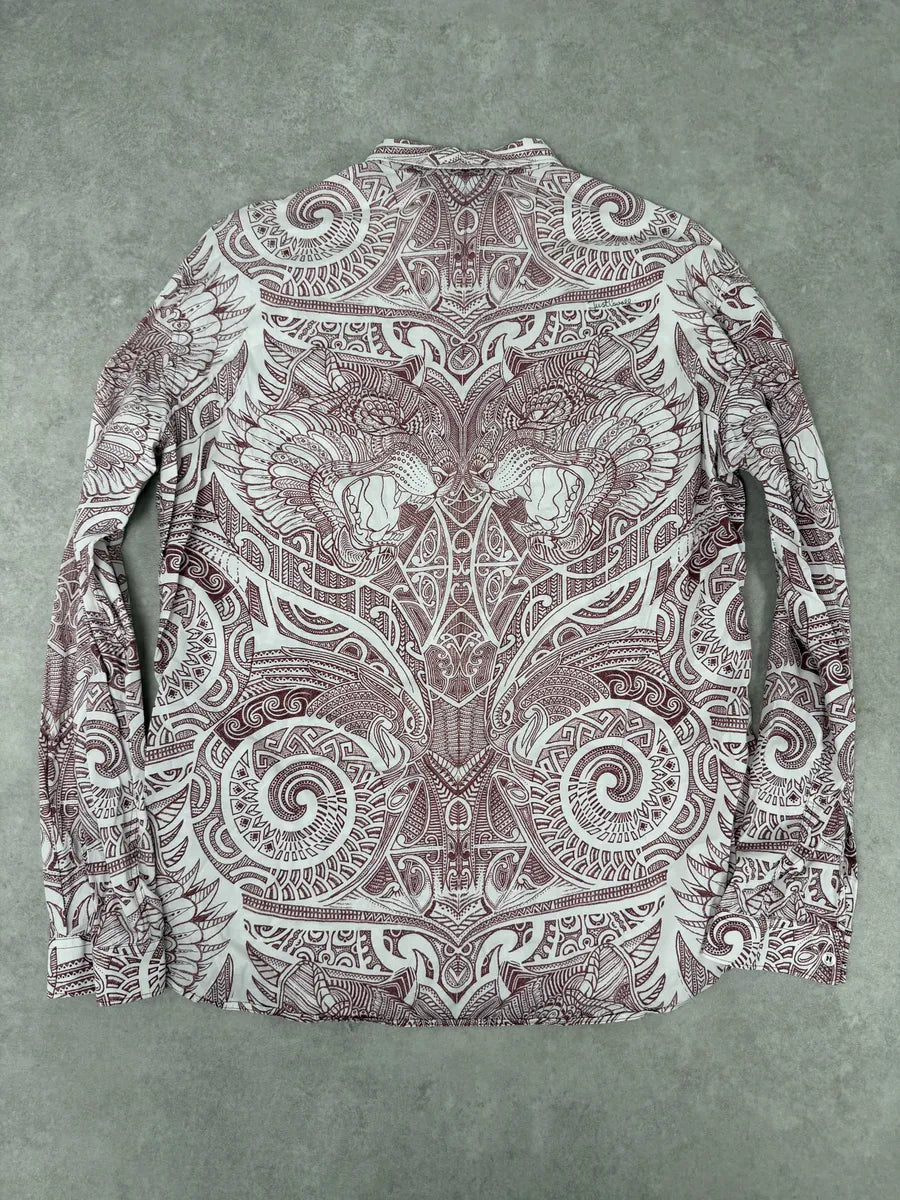 2010s Cavalli White & Red Abstract Presley Shirt VKKzGTS 1