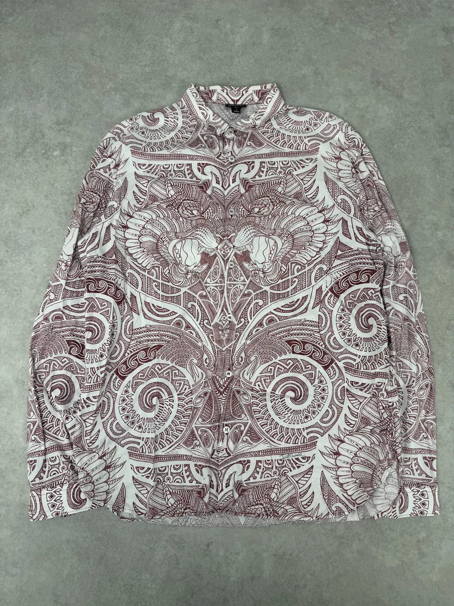 2010s Cavalli White & Red Abstract Presley Shirt VKKzGTS 2