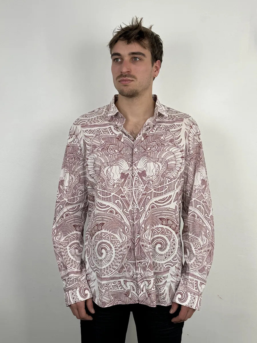 2010s Cavalli White & Red Abstract Presley Shirt VKKzGTS 3