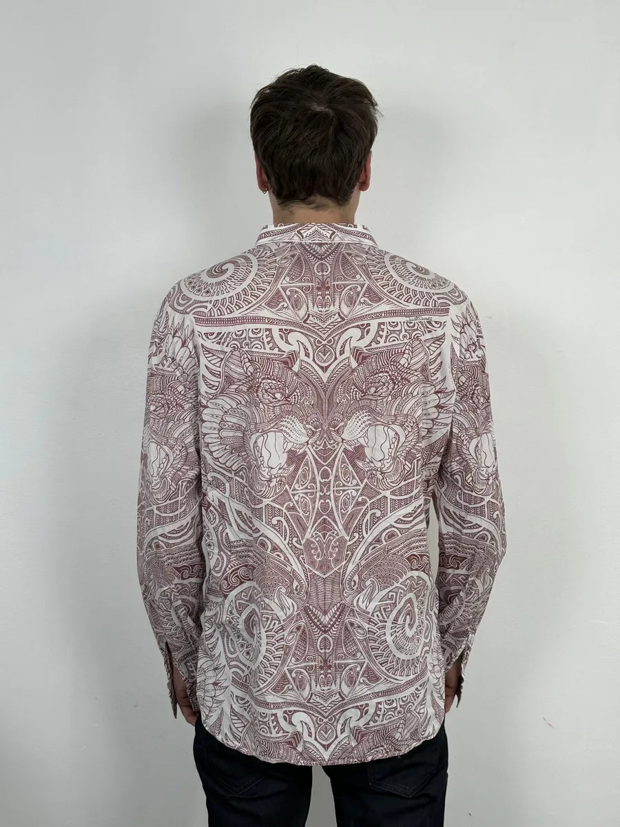 2010s Cavalli White & Red Abstract Presley Shirt VKKzGTS 4