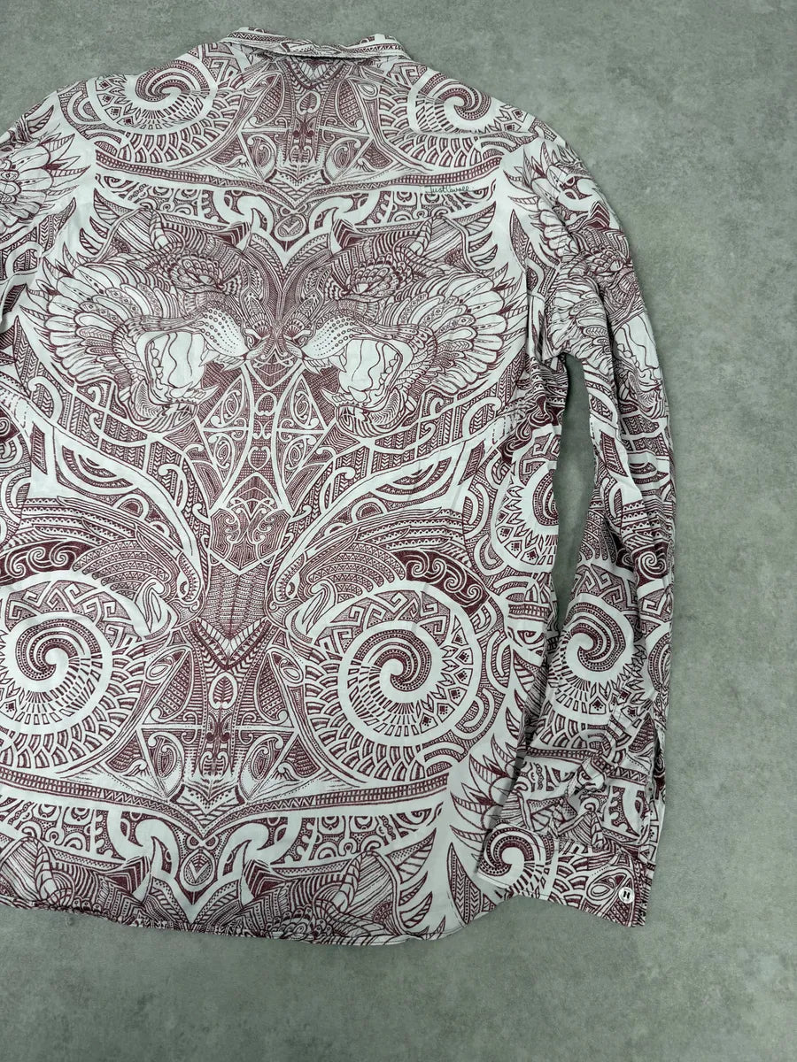 2010s Cavalli White & Red Abstract Presley Shirt VKKzGTS 5