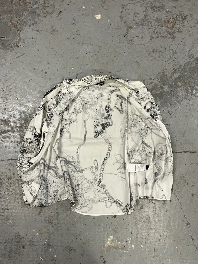 AW2019 Cavalli White Chain Linked Mafia Shirt MQzWlTk 6