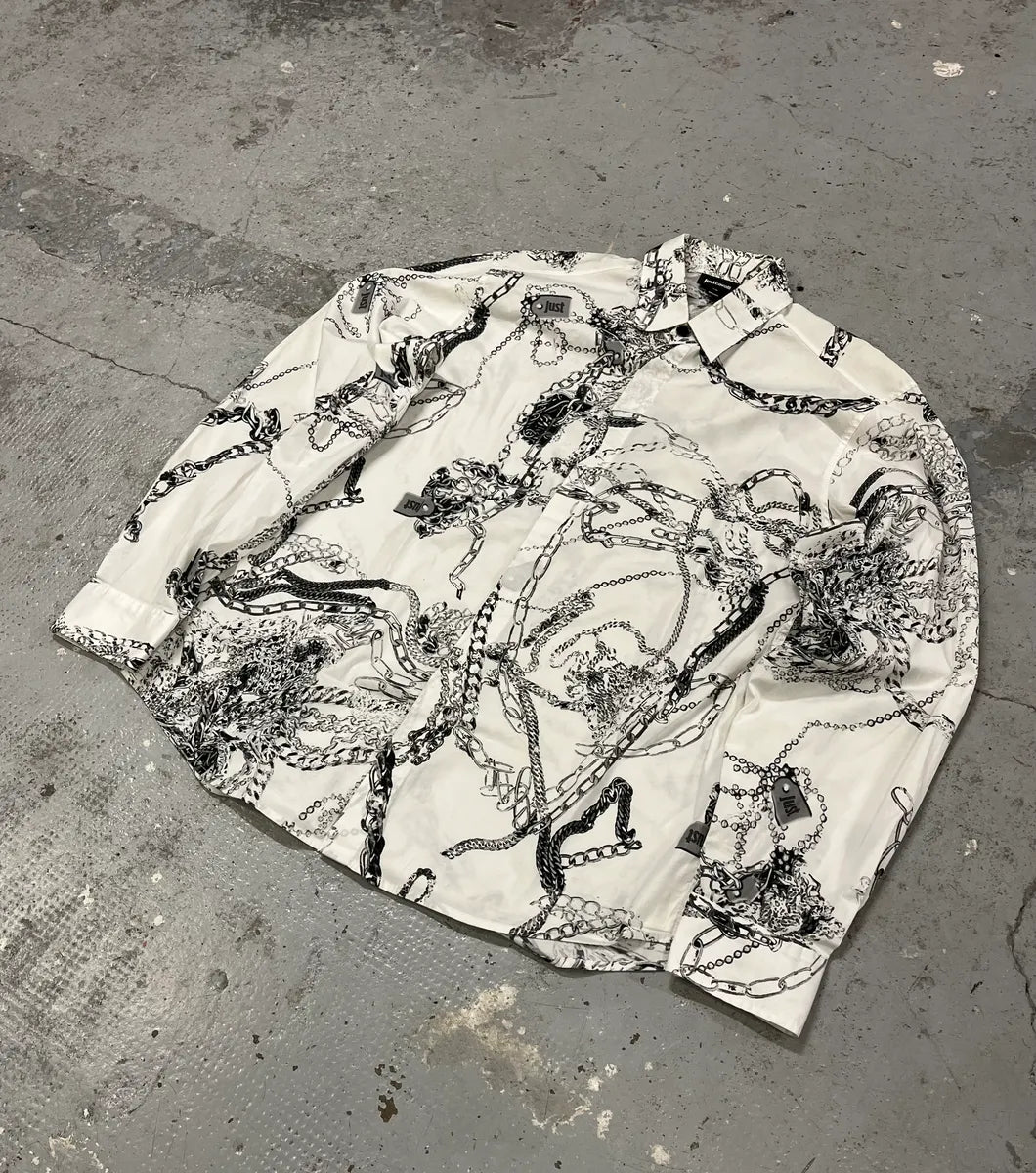 2010s Cavalli White Chain Linked Mafia Shirt MQzWlTk 3