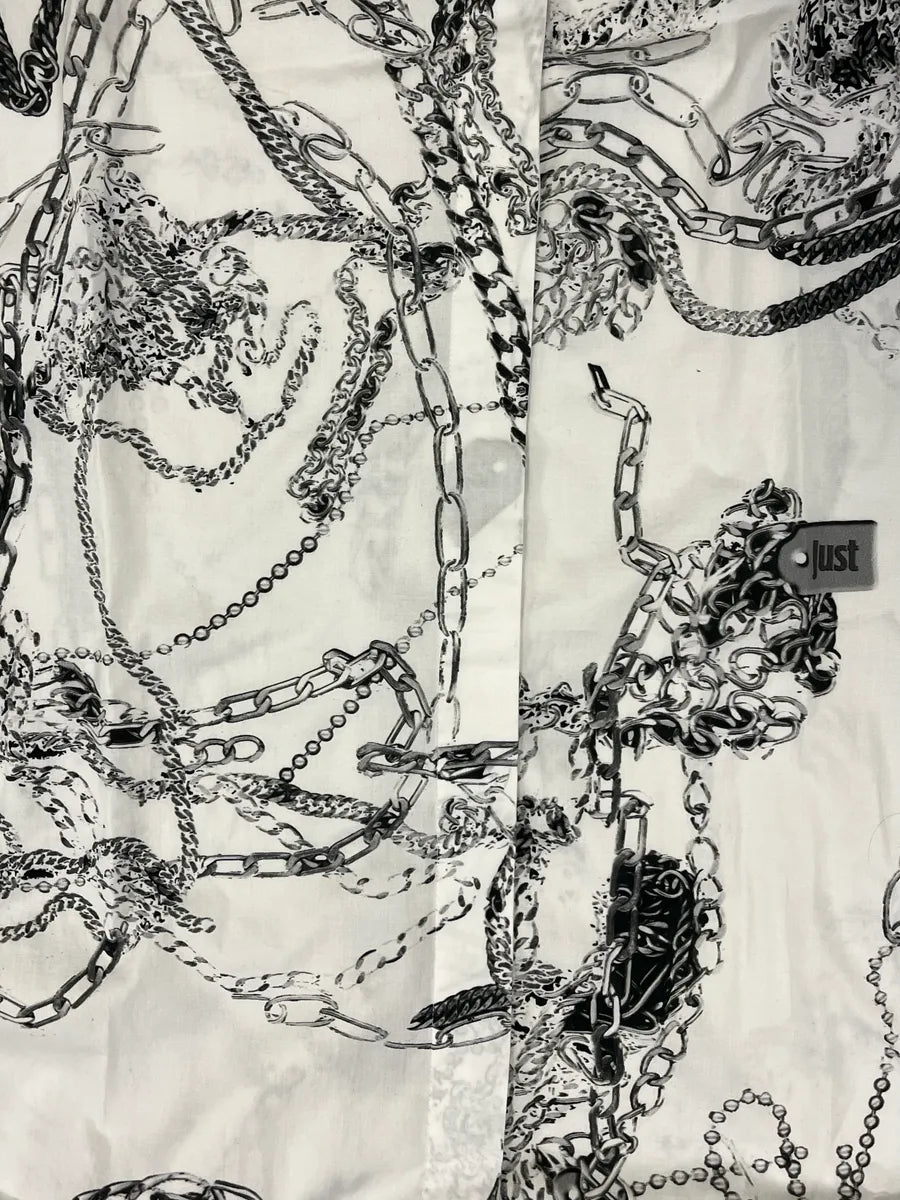 AW2019 Cavalli White Chain Linked Mafia Shirt MQzWlTk 9