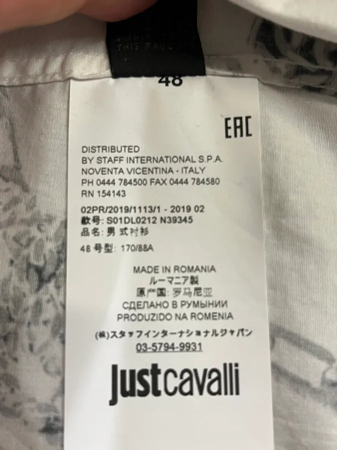 AW2019 Cavalli White Chain Linked Mafia Shirt MQzWlTk 11