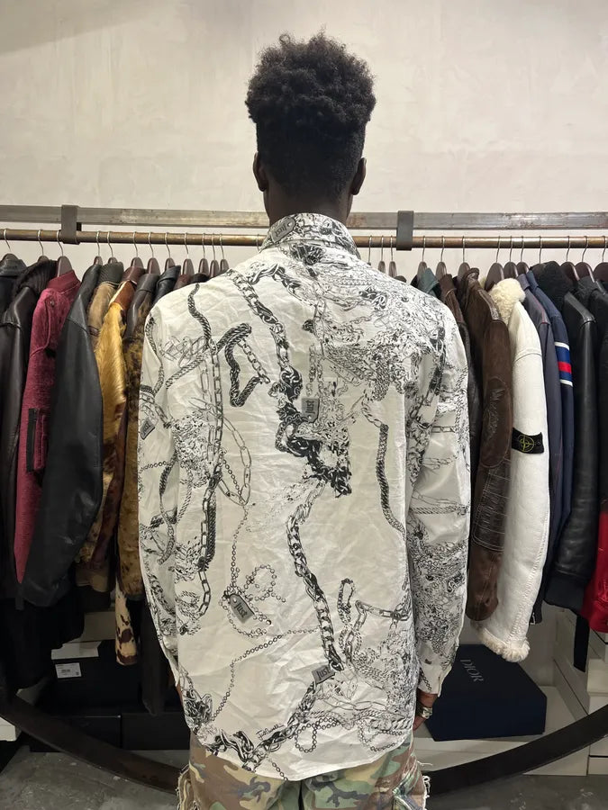 AW2019 Cavalli White Chain Linked Mafia Shirt MQzWlTk 2