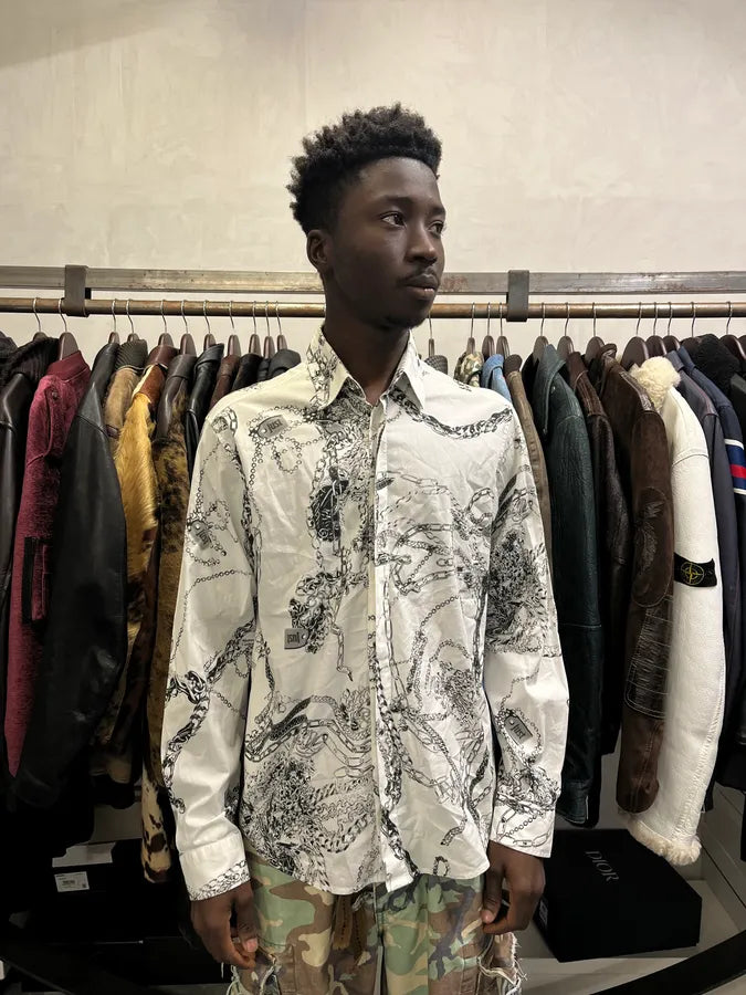 AW2019 Cavalli White Chain Linked Mafia Shirt MQzWlTk 1