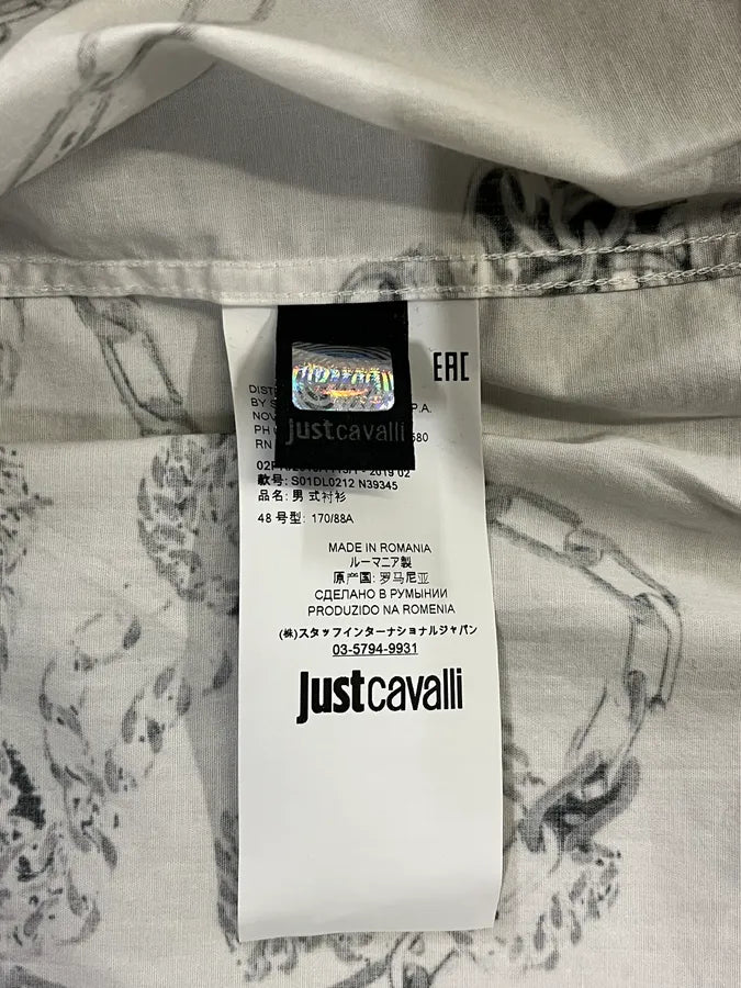AW2019 Cavalli White Chain Linked Mafia Shirt MQzWlTk 10
