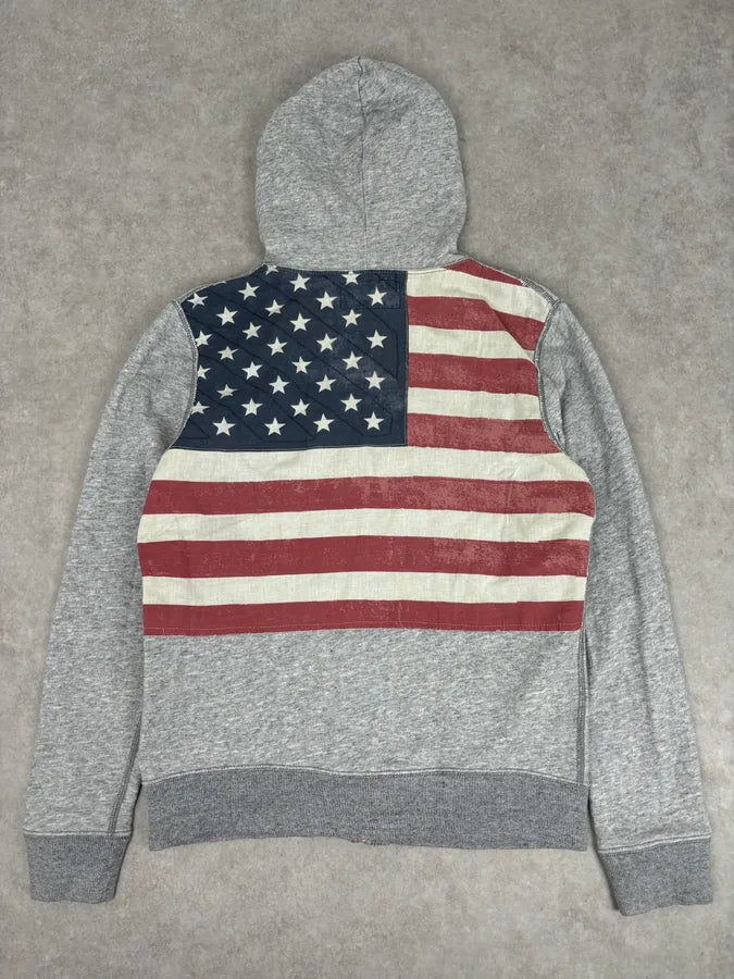 2010s Denim & Supply Ralph Lauren Grey American Flag Zip-up Hoodie bdCQJpR 0