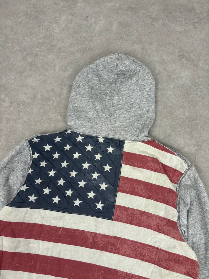 2010s Denim & Supply Ralph Lauren Grey American Flag Zip-up Hoodie bdCQJpR 5