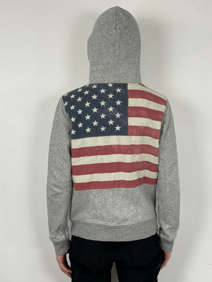 2010s Denim & Supply Ralph Lauren Grey American Flag Zip-up Hoodie bdCQJpR 3