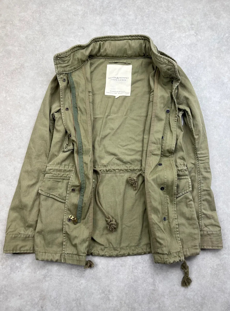 2010s Ralph Lauren Khaki USA Flag Cargo Military Jacket xWsTCQt 6