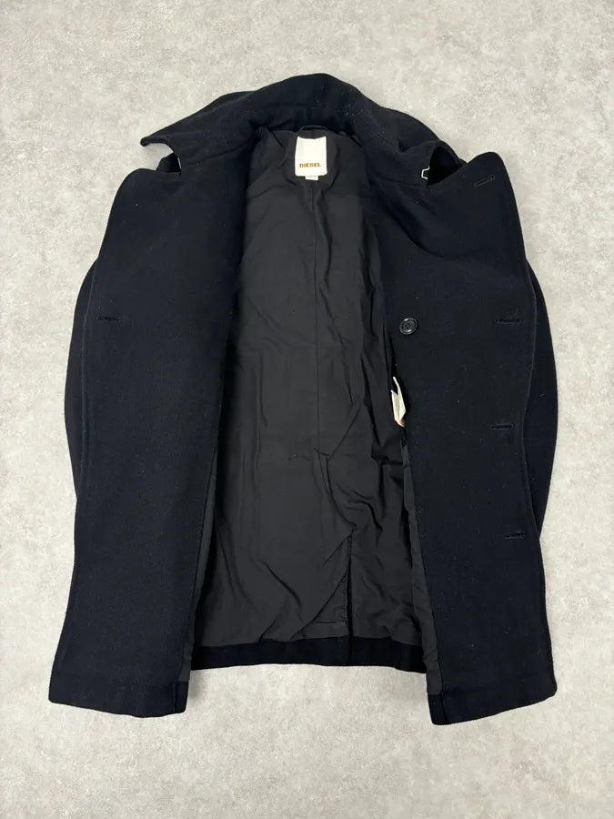 2010s Diesel Black Buttoned Officer Wool Peacoat oGPIPdG 6