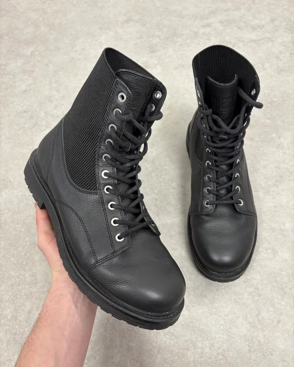2010s Diesel Black Minimalist Leather Boots heDDRmj 0