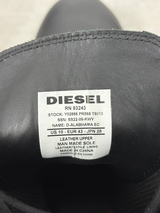 2010s Diesel Black Minimalist Leather Boots heDDRmj 8