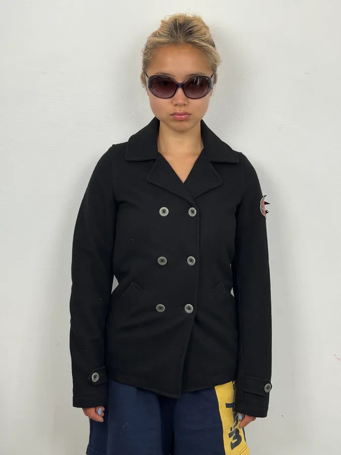 2010s Diesel Black Buttoned Rose Patch Peacoat GBzLGnj 2