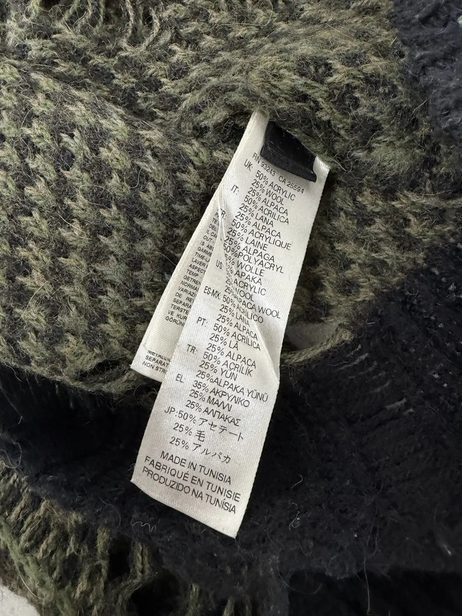 2010s Diesel Camo Green & Black Experimental Destroyed Sweater cjVueBZ 7