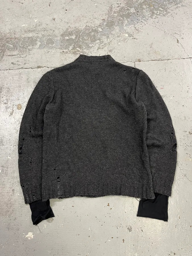 2010s Diesel Dark Grey Destroyed Wool Sweater FFopemf 6