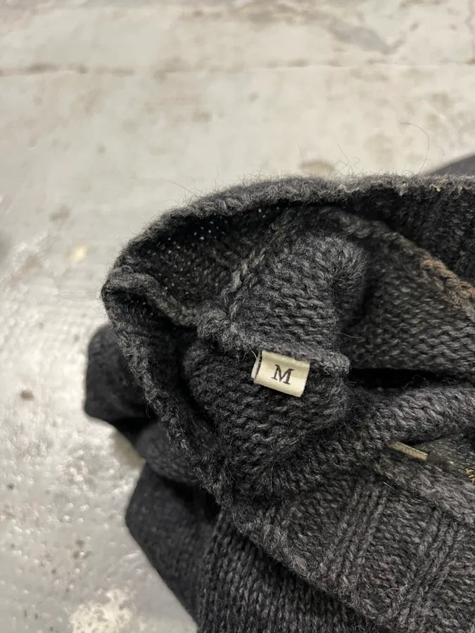 2010s Diesel Dark Grey Destroyed Wool Sweater FFopemf 8