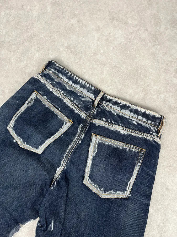 FW2023 Diesel Navy Trompe L’oeil Painted Large Denim Jeans oAduyJi 7