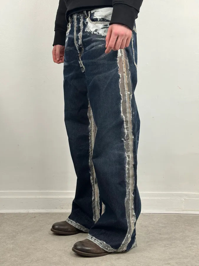 FW2023 Diesel Navy Trompe L’oeil Painted Large Denim Jeans oAduyJi 2