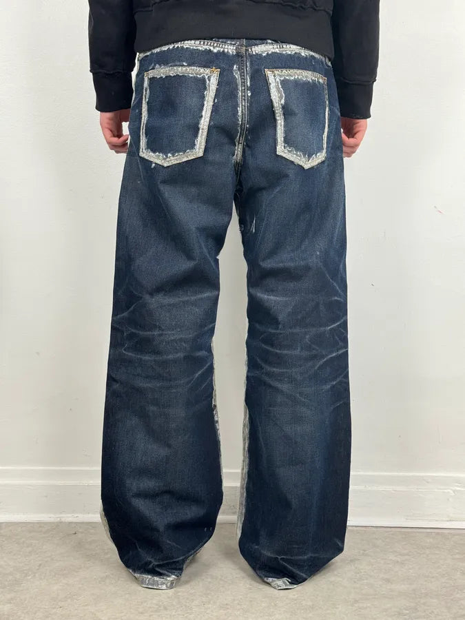 FW2023 Diesel Navy Trompe L’oeil Painted Large Denim Jeans oAduyJi 3