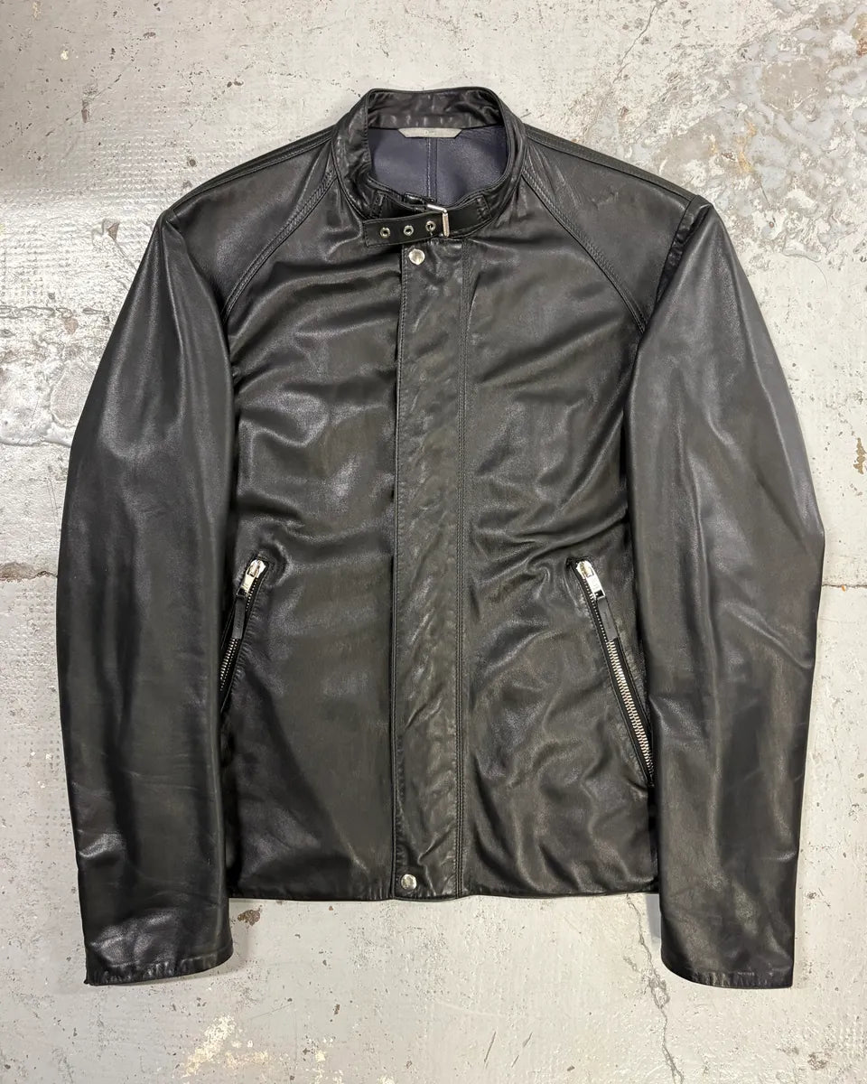 2010s Dior Black Minimalist Leather Jacket sbvZuvy 0