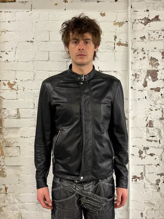 2010s Dior Black Minimalist Leather Jacket sbvZuvy 1