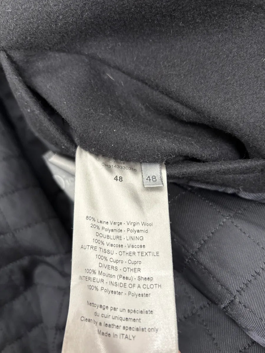 2010s Dior Black Wool & Leather Hooded Cozy Jacket by Kris Van Assche UrhyaKY 10