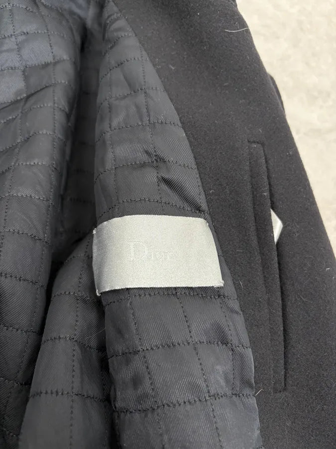 2010s Dior Black Wool & Leather Hooded Cozy Jacket by Kris Van Assche UrhyaKY 9