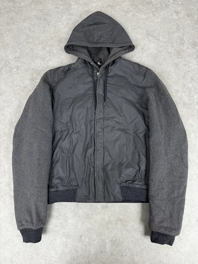 2010s Dior Grey Hybrid Hooded Bomber Jacket by Kris Van Assche UrfRtwM 0