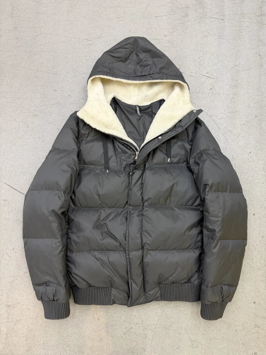 2010s Dior Shearling Grey Puffer Bomber Jacket by Kris Van Assche sWMNDes 0