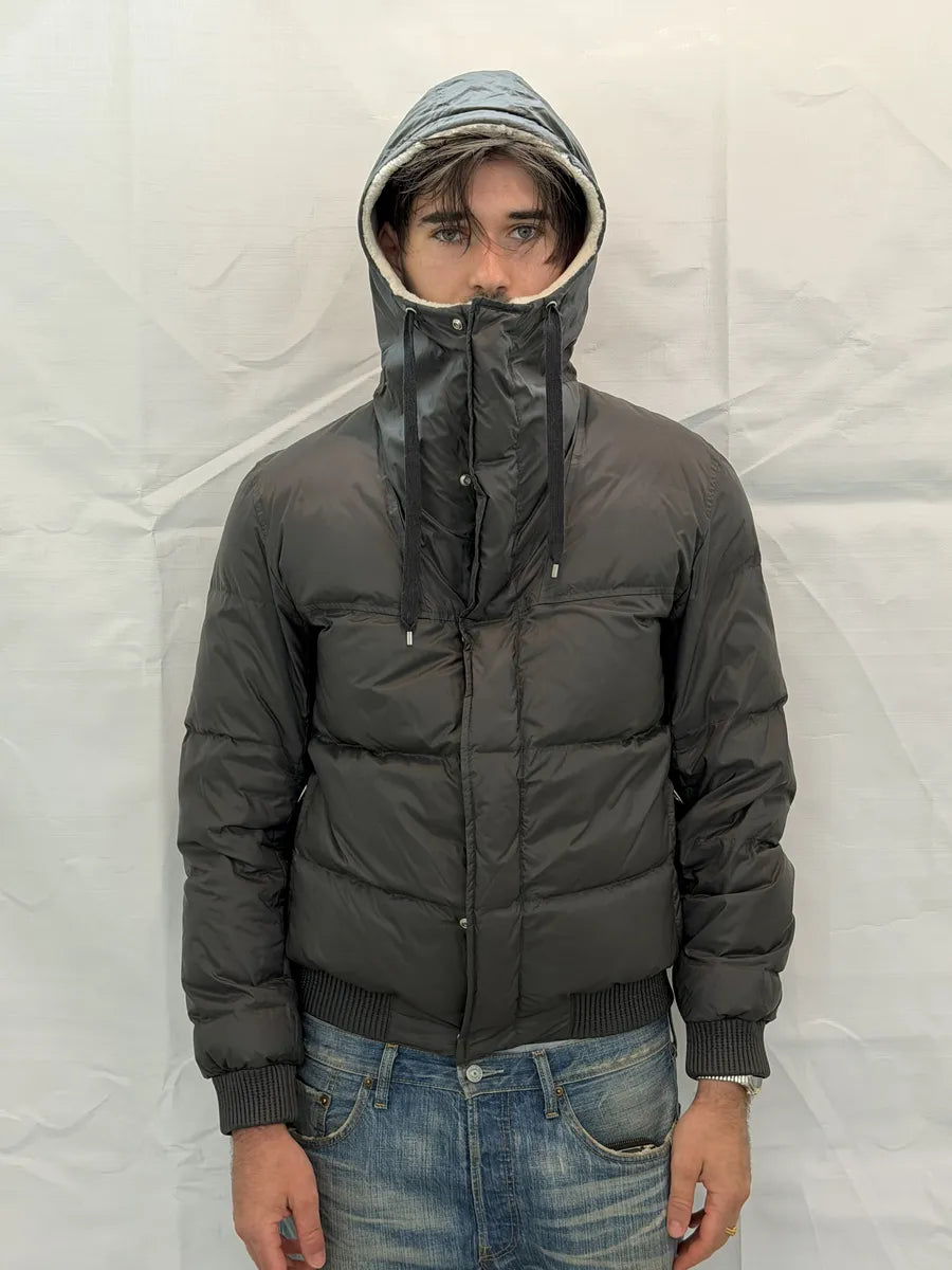 2010s Dior Shearling Grey Puffer Bomber Jacket by Kris Van Assche sWMNDes 4