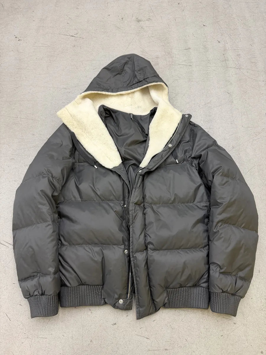 2010s Dior Shearling Grey Puffer Bomber Jacket by Kris Van Assche sWMNDes 7