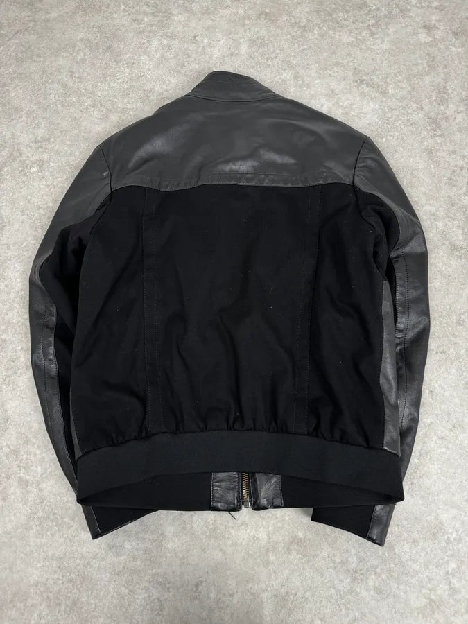 2010s Dirk Bikkembergs Black Hybrid Leather Biker Jacket MeYICIX 3