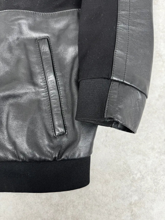 2010s Dirk Bikkembergs Black Hybrid Leather Biker Jacket MeYICIX 8