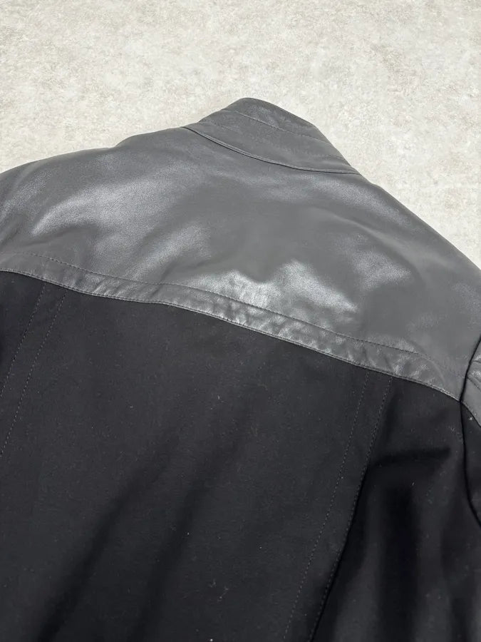 2010s Dirk Bikkembergs Black Hybrid Leather Biker Jacket MeYICIX 5