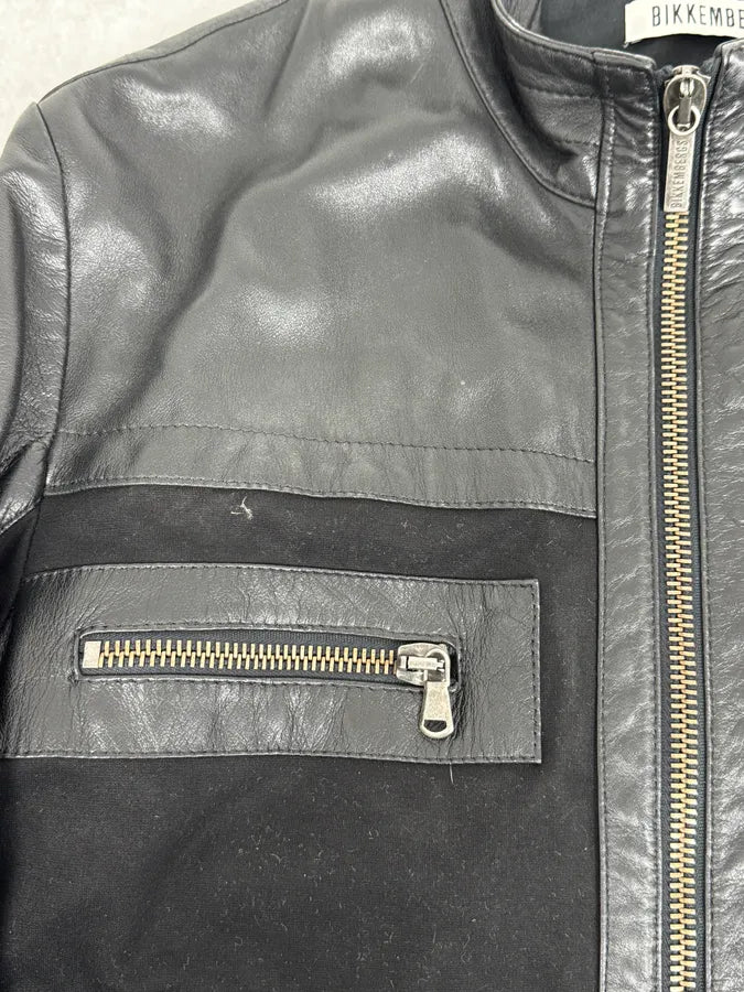 2010s Dirk Bikkembergs Black Hybrid Leather Biker Jacket MeYICIX 7