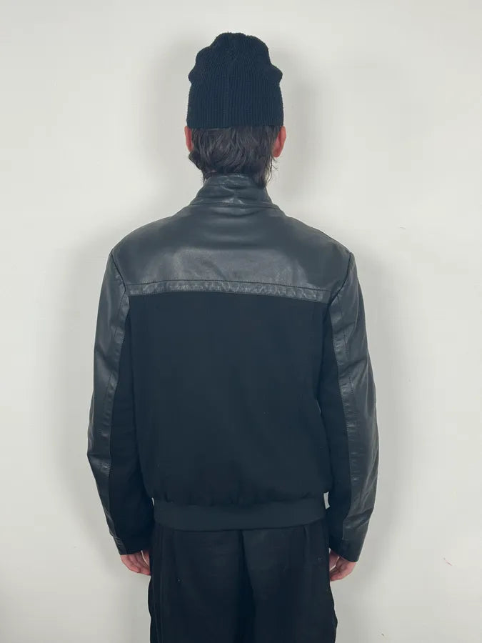 2010s Dirk Bikkembergs Black Hybrid Leather Biker Jacket MeYICIX 2