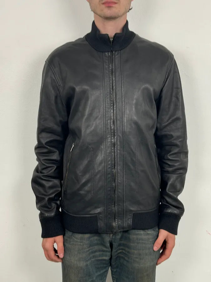 AW2006 Dirk Bikkembergs Black Premium Mafia Leather Jacket PumNZkC 1